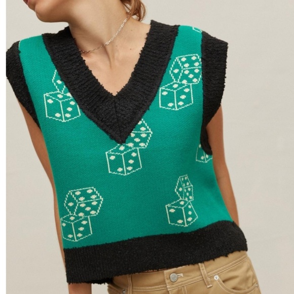 BDG Sweaters - BDG Jordie Dice Jacquard Sweater Vest